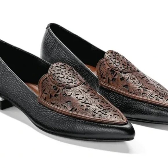 BRIGHTON Esme Loafer in Black/Caramel size 7 - Picture 1 of 16